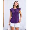 imageGRACE KARIN Womens Ruffle Cap Sleeve Tunics Summer Tie Front Dressy Casual Blouse Elegant Work Tops for Women 2025Purple