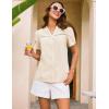 imageGRACE KARIN Womens Summer Button Down Shirts Ruffle Short Sleeve V Neck Blouses Flowy Dressy Casual Work Swiss Dot TopsApricot