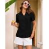 imageGRACE KARIN Womens Summer Button Down Shirts Ruffle Short Sleeve V Neck Blouses Flowy Dressy Casual Work Swiss Dot TopsBlack