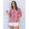 imageGRACE KARIN Womens Tie Front Peplum Tops Short Puff Sleeve Cute Babydoll Blouses Shirts Y2K Going Out TopsPink