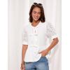 imageGRACE KARIN Womens Tie Front Peplum Tops Short Puff Sleeve Cute Babydoll Blouses Shirts Y2K Going Out TopsWhite