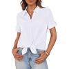 imageGRACE KARIN Womens Button Down Shirt Tie Front Collared V Neck Top Summer Dressy Casual Blouse Womens Clothing 2025White