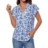 imageGRACE KARIN Womens Casual Short Sleeve Tops V Neck Floral Shirts Blouses Dressy Summer Clothes Outfits for 2025Blue Floral