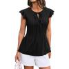 imageGRACE KARIN Womens Ruffle Cap Sleeve Tunics Summer Tie Front Dressy Casual Blouse Elegant Work Tops for Women 2025Black