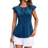 imageGRACE KARIN Womens Ruffle Cap Sleeve Tunics Summer Tie Front Dressy Casual Blouse Elegant Work Tops for Women 2025Blue