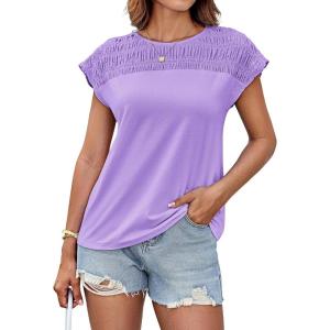 imageGRACE KARIN Womens Short Sleeve Tops Business Casual Shirts Loose Fit Tshirts Summer Clothes Fashion Trendy OutfitPurple