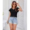 imageGRACE KARIN Womens 2025 T Shirts Casual Ruffle Short Sleeve Tops Cute Eyelet Summer Spring ShirtsBlack