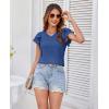 imageGRACE KARIN Womens 2025 T Shirts Casual Ruffle Short Sleeve Tops Cute Eyelet Summer Spring ShirtsBlue