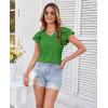 imageGRACE KARIN Womens 2025 T Shirts Casual Ruffle Short Sleeve Tops Cute Eyelet Summer Spring ShirtsGreen