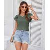 imageGRACE KARIN Womens 2025 T Shirts Casual Ruffle Short Sleeve Tops Cute Eyelet Summer Spring ShirtsGrey Green