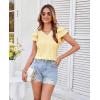 imageGRACE KARIN Womens 2025 T Shirts Casual Ruffle Short Sleeve Tops Cute Eyelet Summer Spring ShirtsPale Yellow