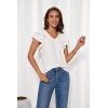 imageGRACE KARIN Womens 2025 T Shirts Casual Ruffle Short Sleeve Tops Cute Eyelet Summer Spring ShirtsWhite