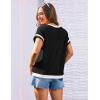 imageGRACE KARIN Womens Cap SleeveTops Trendy Summer Casual Blouses Color Block Basic Textured T ShirtsBlack