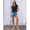 imageGRACE KARIN Womens Cap SleeveTops Trendy Summer Casual Blouses Color Block Basic Textured T ShirtsBlack