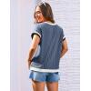 imageGRACE KARIN Womens Cap SleeveTops Trendy Summer Casual Blouses Color Block Basic Textured T ShirtsBlue