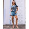 imageGRACE KARIN Womens Cap SleeveTops Trendy Summer Casual Blouses Color Block Basic Textured T ShirtsBlue