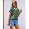imageGRACE KARIN Womens Cap SleeveTops Trendy Summer Casual Blouses Color Block Basic Textured T ShirtsGreen