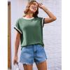 imageGRACE KARIN Womens Cap SleeveTops Trendy Summer Casual Blouses Color Block Basic Textured T ShirtsGreen