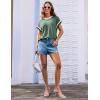 imageGRACE KARIN Womens Cap SleeveTops Trendy Summer Casual Blouses Color Block Basic Textured T ShirtsGreen