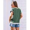 imageGRACE KARIN Womens Cap SleeveTops Trendy Summer Casual Blouses Color Block Basic Textured T ShirtsGreen
