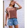 imageGRACE KARIN Womens Cap SleeveTops Trendy Summer Casual Blouses Color Block Basic Textured T ShirtsRed Bean Paste