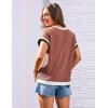 imageGRACE KARIN Womens Cap SleeveTops Trendy Summer Casual Blouses Color Block Basic Textured T ShirtsRed Bean Paste