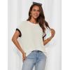 imageGRACE KARIN Womens Cap SleeveTops Trendy Summer Casual Blouses Color Block Basic Textured T ShirtsWhite