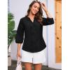 imageGRACE KARIN Womens Dressy Casual Tops 34 Sleeve Business Work Blouses Hollow Out Eyelet Embroidery Button Down ShirtsBlack