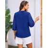 imageGRACE KARIN Womens Dressy Casual Tops 34 Sleeve Business Work Blouses Hollow Out Eyelet Embroidery Button Down ShirtsRoyal Blue