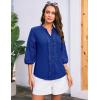 imageGRACE KARIN Womens Dressy Casual Tops 34 Sleeve Business Work Blouses Hollow Out Eyelet Embroidery Button Down ShirtsRoyal Blue