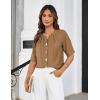 imageGRACE KARIN Womens Dressy Tops V Neck Button Down Open Front Short Sleeve Tshirts Business Casual Basic Tee Loose FitCoffee