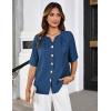 imageGRACE KARIN Womens Dressy Tops V Neck Button Down Open Front Short Sleeve Tshirts Business Casual Basic Tee Loose FitDenim Blue