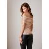 imageGRACE KARIN Womens Off Shoulder Sequin Tops Sexy Sparkly Shirts Slim Ruched Glitter Shimmer Blouse PartyRose Gold