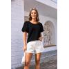 imageGRACE KARIN Womens Puff Sleeve Tops Summer Spring Crewneck Work Shirts Casual Blouse Fashion Outfits Basic Clothes 2025Black
