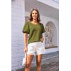 imageGRACE KARIN Womens Puff Sleeve Tops Summer Spring Crewneck Work Shirts Casual Blouse Fashion Outfits Basic Clothes 2025Green