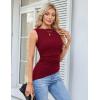 imageGRACE KARIN Womens Ruched Tank Tops 2025 Summer Tops Boat Neck Sleeveless Blouses Asymmetrical Basic Going Out TopsWine Red