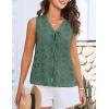 imageGRACE KARIN Womens Summer Tops Dressy Casual Sleeveless V Neck Bow Tie Hollow Out Lace Eyelet Tank Top Blouses ShirtsGrey Green