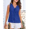 imageGRACE KARIN Womens Summer Tops Dressy Casual Sleeveless V Neck Bow Tie Hollow Out Lace Eyelet Tank Top Blouses ShirtsRoyal Blue