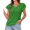 imageGRACE KARIN Womens 2025 T Shirts Casual Ruffle Short Sleeve Tops Cute Eyelet Summer Spring ShirtsGreen