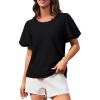 imageGRACE KARIN Womens Puff Sleeve Tops Summer Spring Crewneck Work Shirts Casual Blouse Fashion Outfits Basic Clothes 2025Black