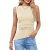 imageGRACE KARIN Womens Ruched Tank Tops 2025 Summer Tops Boat Neck Sleeveless Blouses Asymmetrical Basic Going Out TopsBeige