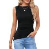 imageGRACE KARIN Womens Ruched Tank Tops 2025 Summer Tops Boat Neck Sleeveless Blouses Asymmetrical Basic Going Out TopsBlack