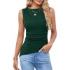 imageGRACE KARIN Womens Ruched Tank Tops 2025 Summer Tops Boat Neck Sleeveless Blouses Asymmetrical Basic Going Out TopsGreen