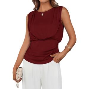 imageGRACE KARIN Womens Summer Tank Top Sleeveless Business Casual Basic Trendy Dressy Work ShirtsWine