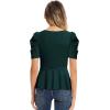 imageGRACE KARIN 2025 Womens Tops Elegant Peplum Top Wrap V Neck Puff Short Sleeve Summer Tops BlouseDark Green