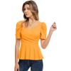 imageGRACE KARIN 2025 Womens Tops Elegant Peplum Top Wrap V Neck Puff Short Sleeve Summer Tops BlouseGinger Yellow