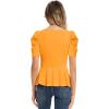 imageGRACE KARIN 2025 Womens Tops Elegant Peplum Top Wrap V Neck Puff Short Sleeve Summer Tops BlouseGinger Yellow