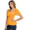 imageGRACE KARIN 2025 Womens Tops Elegant Peplum Top Wrap V Neck Puff Short Sleeve Summer Tops BlouseGinger Yellow