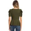 imageGRACE KARIN 2025 Womens Tops Elegant Peplum Top Wrap V Neck Puff Short Sleeve Summer Tops BlouseOlive Green