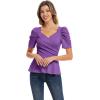 imageGRACE KARIN 2025 Womens Tops Elegant Peplum Top Wrap V Neck Puff Short Sleeve Summer Tops BlousePurple